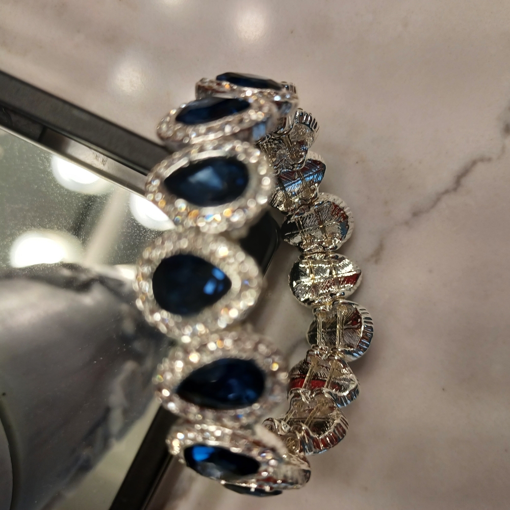 Elegant Silver and Blue Bracelet